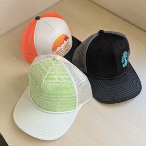 3 Adjustable Hats Bundle Pitstíl New + BLE Like New + Run Steep Good Condition